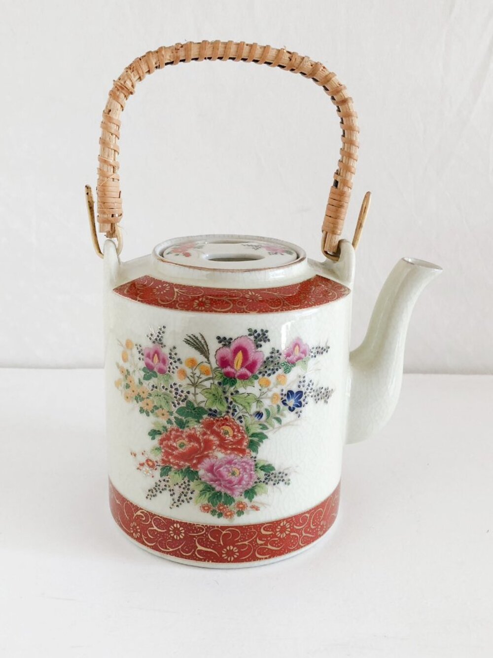 Vintage 70s Satsuma Hand Painted Japanese Tea Pot